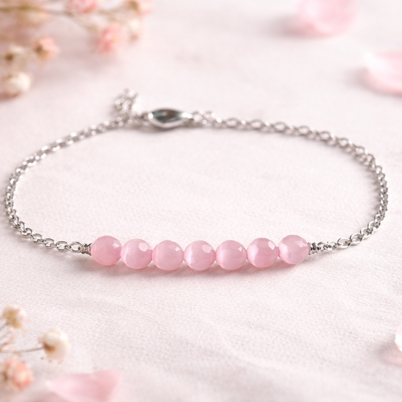 Handmade Pink Tiger Eye bracelet - Picture 3 of 3